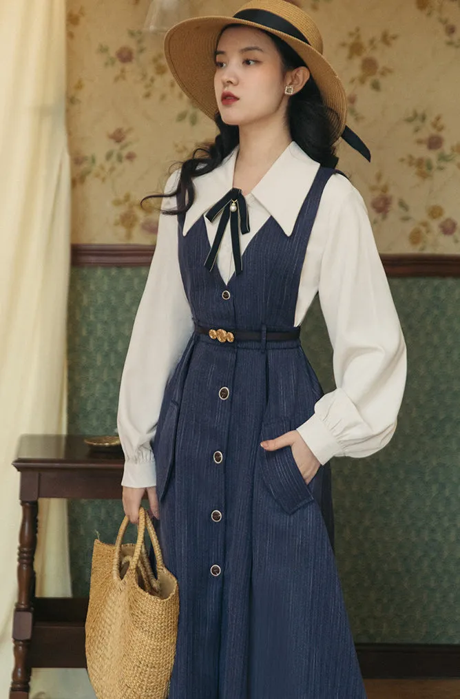Traveller's Pinstripe Pinafore Set (3 Colors)