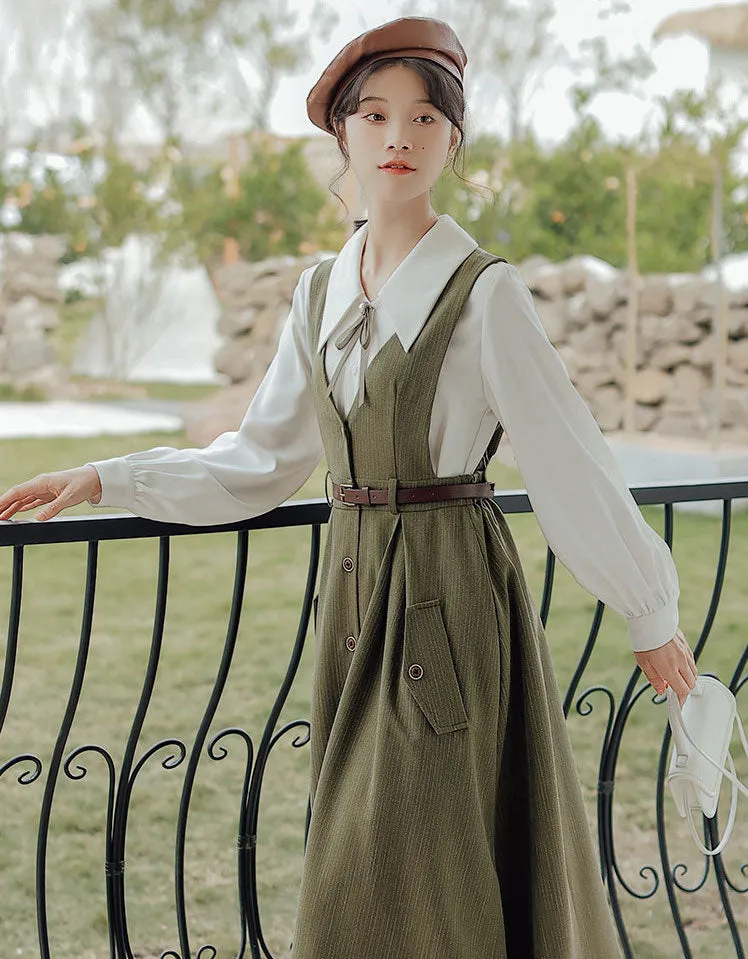 Traveller's Pinstripe Pinafore Set (3 Colors)