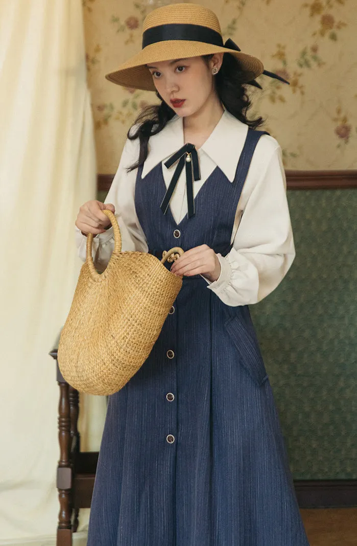 Traveller's Pinstripe Pinafore Set (3 Colors)