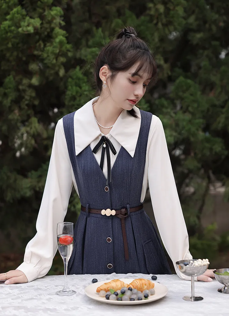 Traveller's Pinstripe Pinafore Set (3 Colors)
