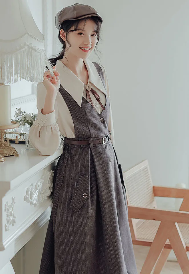 Traveller's Pinstripe Pinafore Set (3 Colors)