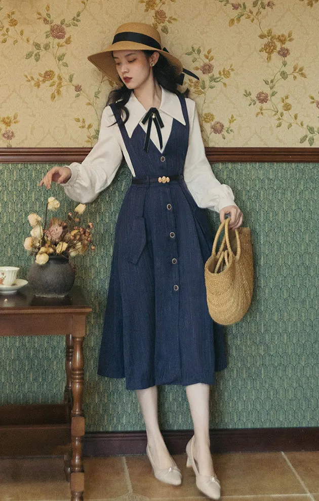 Traveller's Pinstripe Pinafore Set (3 Colors)