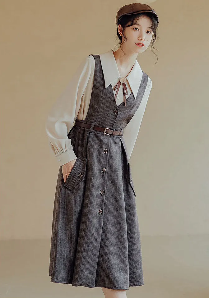 Traveller's Pinstripe Pinafore Set (3 Colors)