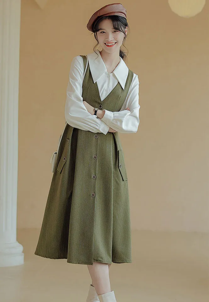 Traveller's Pinstripe Pinafore Set (3 Colors)