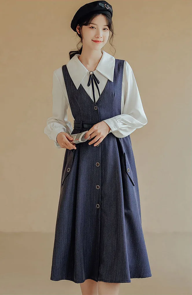 Traveller's Pinstripe Pinafore Set (3 Colors)