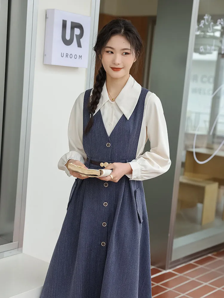 Traveller's Pinstripe Pinafore Set (3 Colors)