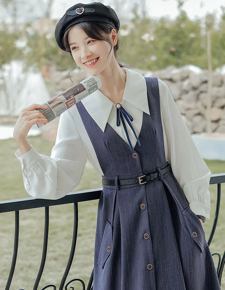 Traveller's Pinstripe Pinafore Set (3 Colors)