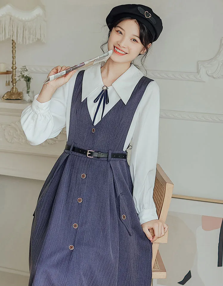 Traveller's Pinstripe Pinafore Set (3 Colors)