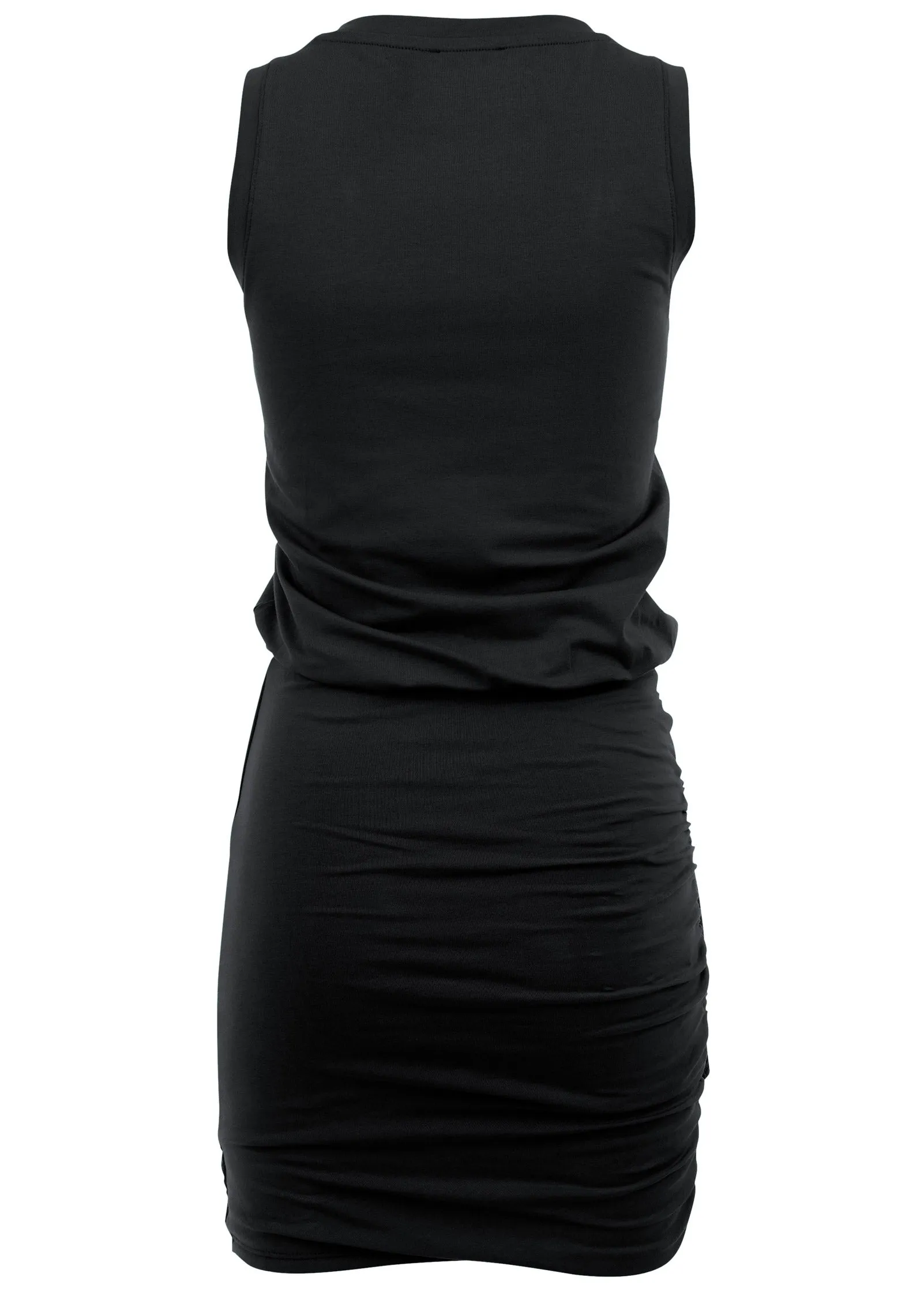 V-Neck Side Wrap Mini Dress - Black