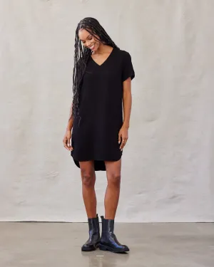 V-Neck  Tee Dress - Vintage Black