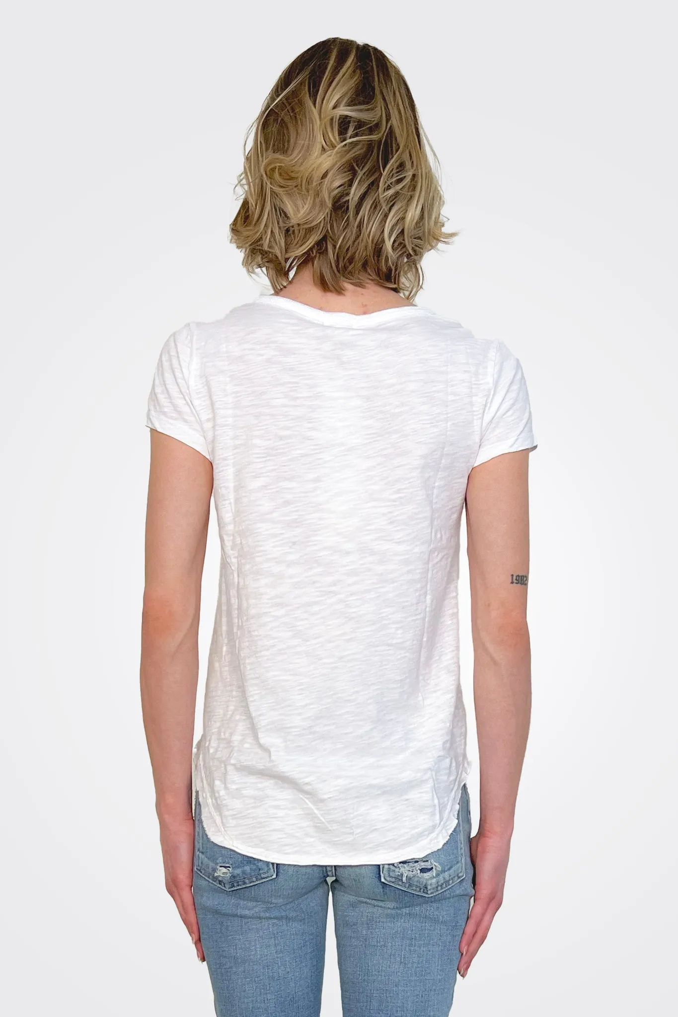 V Neck Tee - White