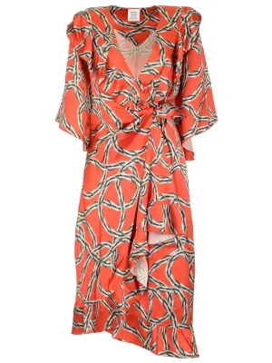 Vetements Chain Printed V-Neck Midi Dress