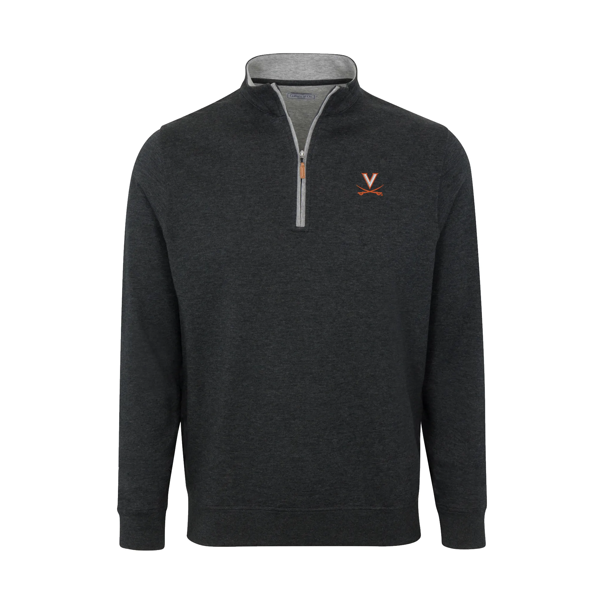 Virginia Charcoal Heather Cloud Cotton Quarter Zip Pullover