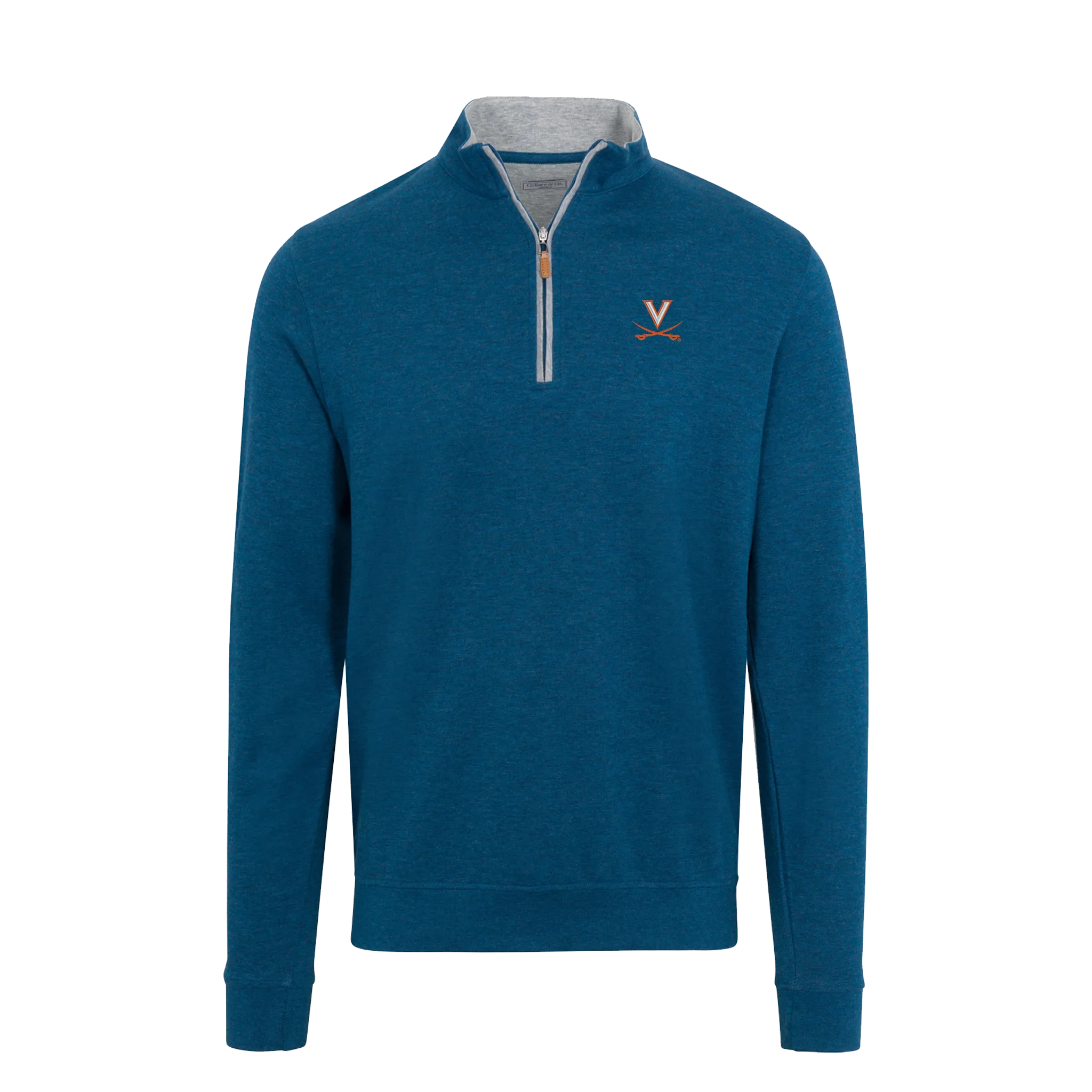 Virginia Indigo Heather Cloud Cotton Quarter Zip Pullover