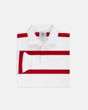 WHITE/RED STRIPE RUGBY SHIRT