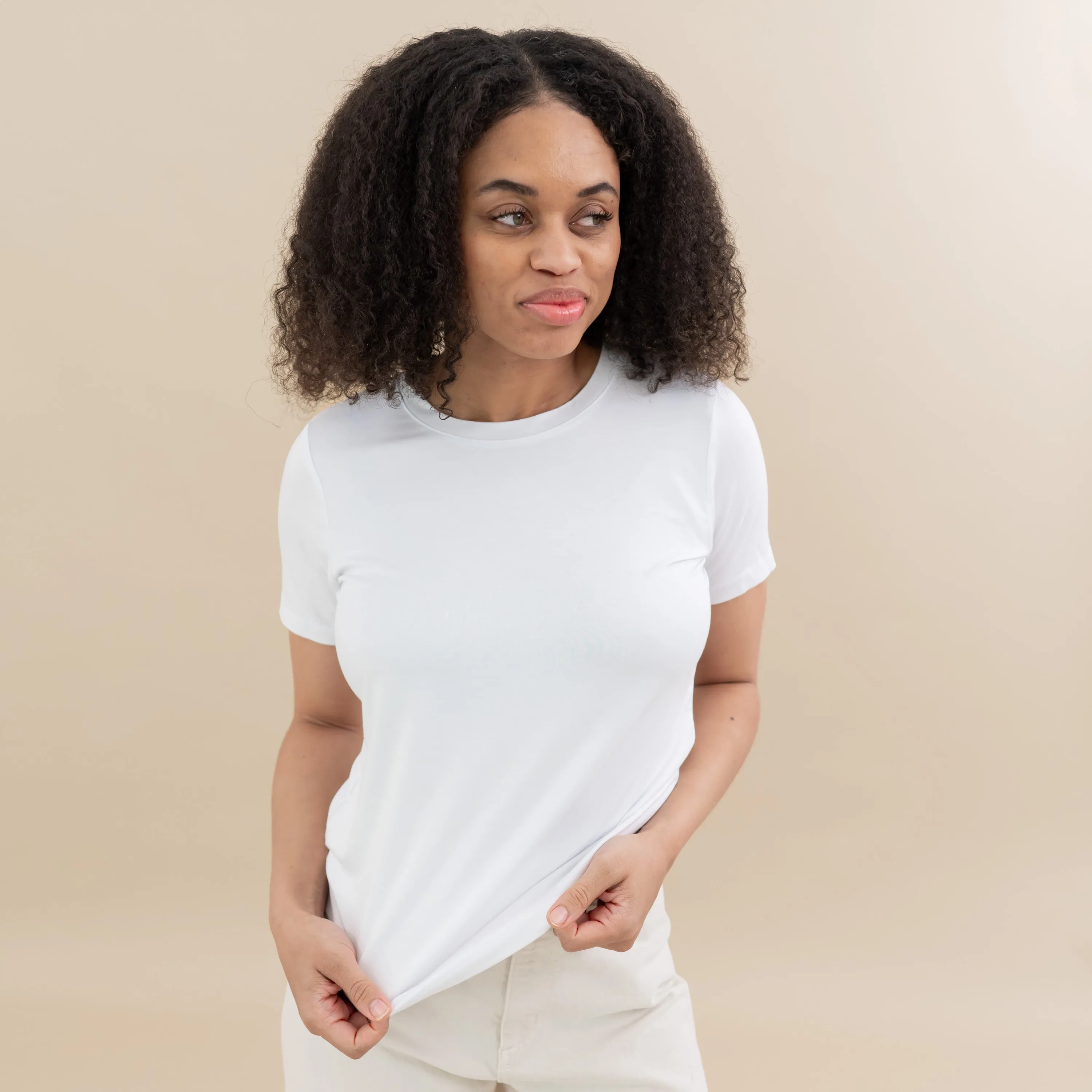 Women's Crew Neck Tee in Snow