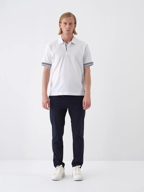 Xint White Polo With Stripe Shoulder