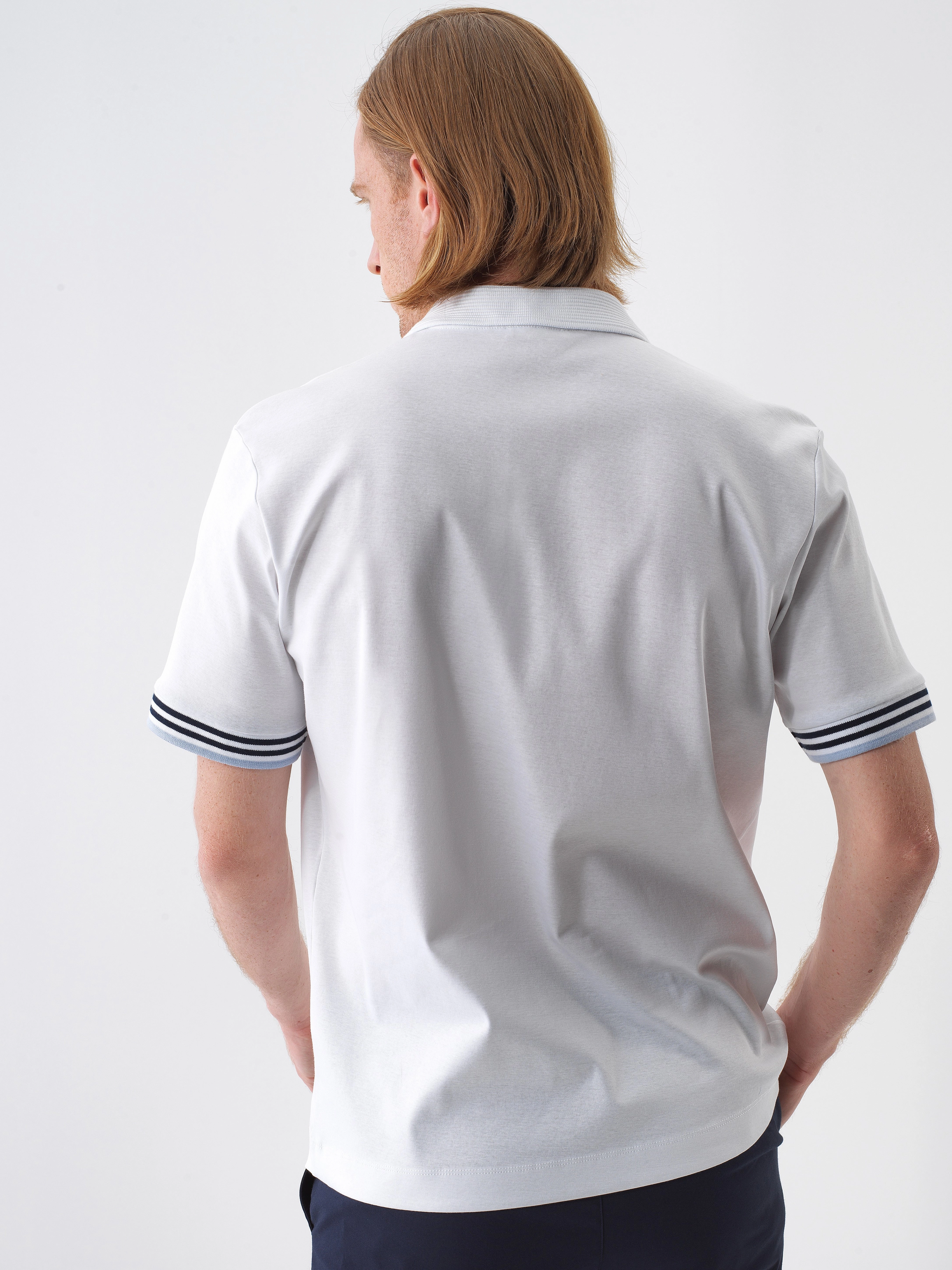 Xint White Polo With Stripe Shoulder