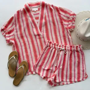 Xixdgp001 Sunset Pink Gauze Top